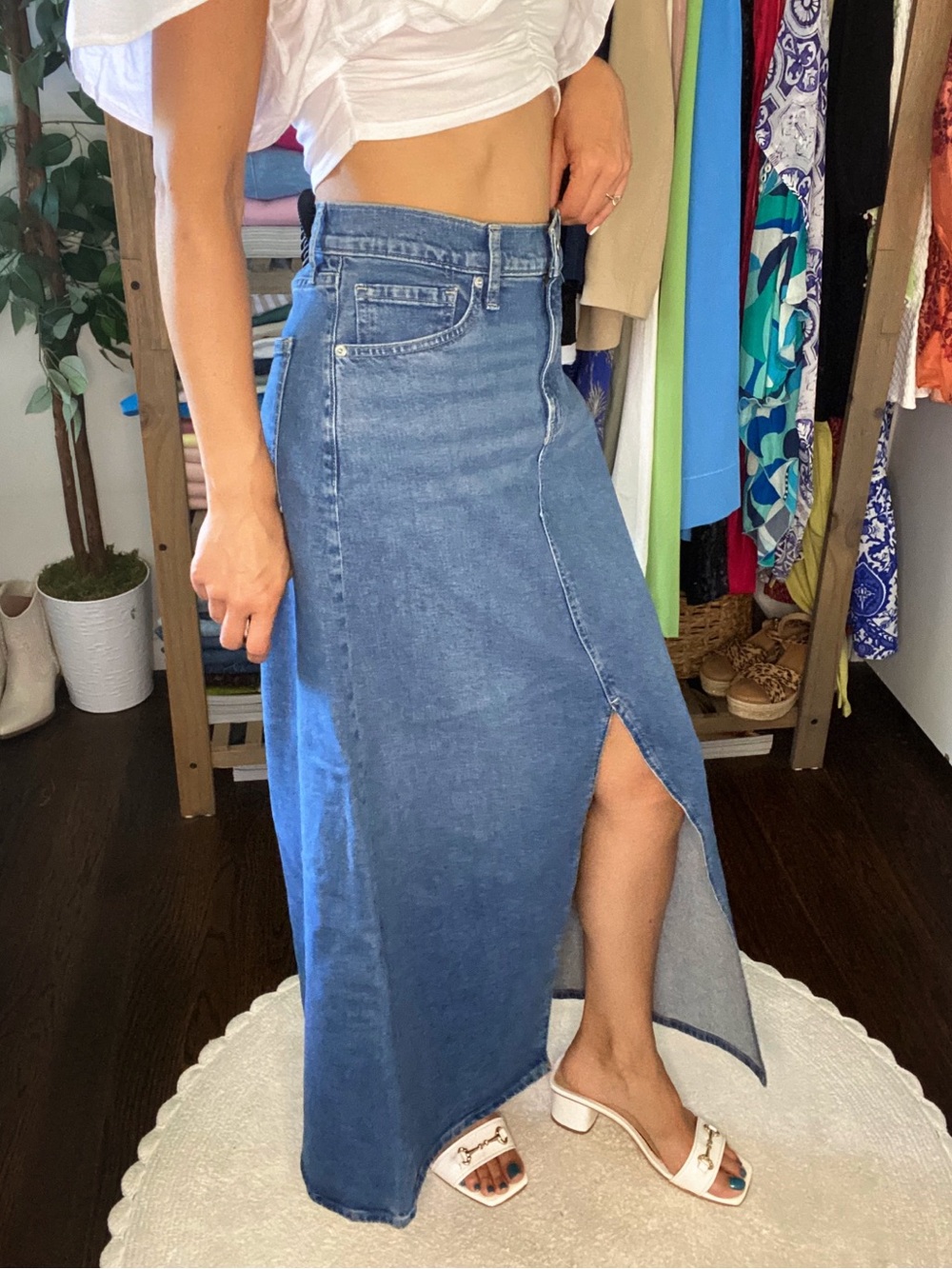 GAP Blue Denim Maxi Skirt with front Slit! 🌀 - Picture 2 of 14